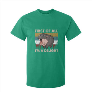 Funny Screaming Moo Deng T Shirt For Kid First Of All I'm A Delight Retro Vintage TS02 Irish Green Print Your Wear