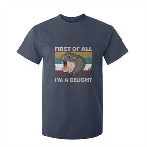 Funny Screaming Moo Deng T Shirt For Kid First Of All I'm A Delight Retro Vintage TS02 Navy Print Your Wear