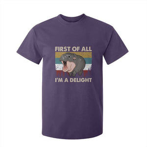 Funny Screaming Moo Deng T Shirt For Kid First Of All I'm A Delight Retro Vintage TS02 Purple Print Your Wear