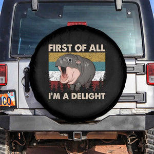 Funny Screaming Moo Deng Spare Tire Cover First Of All I'm A Delight Retro Vintage TS02 No hole Black Print Your Wear