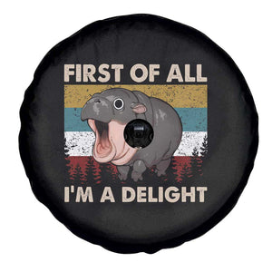 Funny Screaming Moo Deng Spare Tire Cover First Of All I'm A Delight Retro Vintage TS02 Print Your Wear