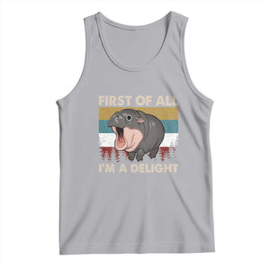 Funny Screaming Moo Deng Tank Top First Of All I'm A Delight Retro Vintage TS02 Athletic Heather Print Your Wear