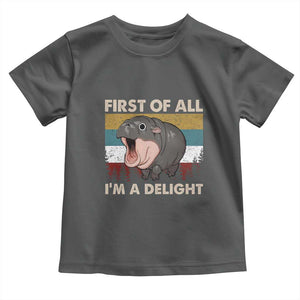 Funny Screaming Moo Deng Toddler T Shirt First Of All I'm A Delight Retro Vintage TS02 Dark Heather Print Your Wear