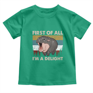 Funny Screaming Moo Deng Toddler T Shirt First Of All I'm A Delight Retro Vintage TS02 Irish Green Print Your Wear