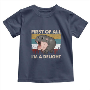 Funny Screaming Moo Deng Toddler T Shirt First Of All I'm A Delight Retro Vintage TS02 Navy Print Your Wear