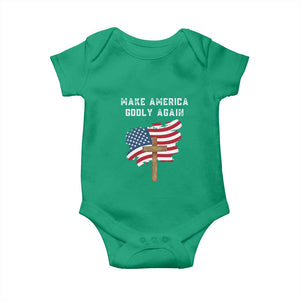 Christian Faith Baby Onesie Make America Godly Again American Flag TS02 Irish Green Print Your Wear