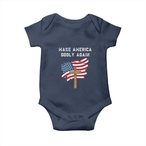 Christian Faith Baby Onesie Make America Godly Again American Flag TS02 Navy Print Your Wear