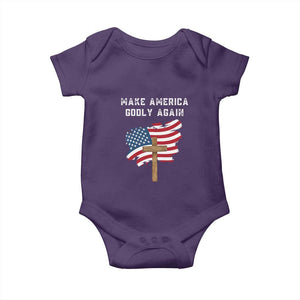 Christian Faith Baby Onesie Make America Godly Again American Flag TS02 Purple Print Your Wear