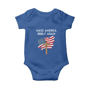 Christian Faith Baby Onesie Make America Godly Again American Flag TS02 Royal Blue Print Your Wear