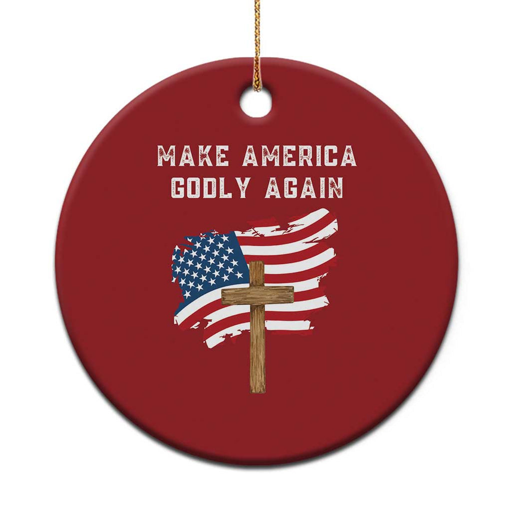 Christian Faith Christmas Ornament Make America Godly Again American Flag TS02 Print Your Wear