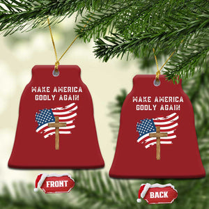 Christian Faith Christmas Ornament Make America Godly Again American Flag TS02 Bell Flake Red Print Your Wear