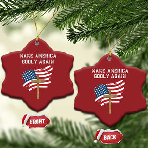 Christian Faith Christmas Ornament Make America Godly Again American Flag TS02 Snow Flake Red Print Your Wear