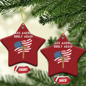 Christian Faith Christmas Ornament Make America Godly Again American Flag TS02 Star Red Print Your Wear