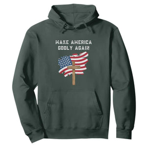 Christian Faith Hoodie Make America Godly Again American Flag TS02 Dark Forest Green Print Your Wear