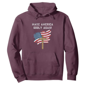 Christian Faith Hoodie Make America Godly Again American Flag TS02 Maroon Print Your Wear