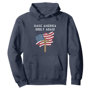 Christian Faith Hoodie Make America Godly Again American Flag TS02 Navy Print Your Wear