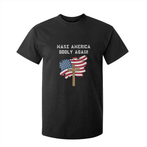 Christian Faith T Shirt For Kid Make America Godly Again American Flag TS02 Black Print Your Wear