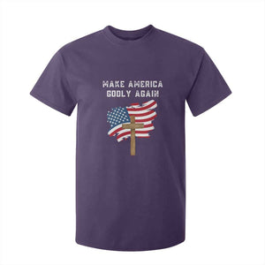 Christian Faith T Shirt For Kid Make America Godly Again American Flag TS02 Purple Print Your Wear