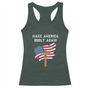 Christian Faith Racerback Tank Top Make America Godly Again American Flag TS02 Dark Forest Green Print Your Wear