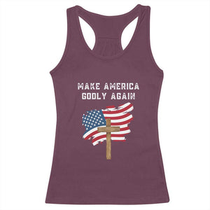 Christian Faith Racerback Tank Top Make America Godly Again American Flag TS02 Maroon Print Your Wear