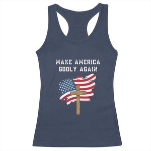 Christian Faith Racerback Tank Top Make America Godly Again American Flag TS02 Navy Print Your Wear