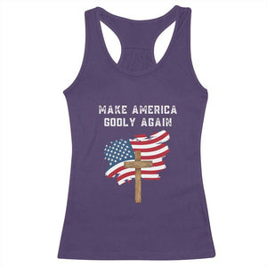 Christian Faith Racerback Tank Top Make America Godly Again American Flag TS02 Purple Print Your Wear