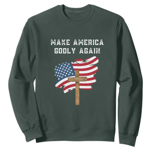 Christian Faith Sweatshirt Make America Godly Again American Flag TS02 Dark Forest Green Print Your Wear