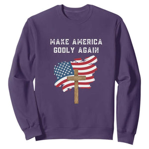 Christian Faith Sweatshirt Make America Godly Again American Flag TS02 Purple Print Your Wear