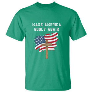 Christian Faith T Shirt Make America Godly Again American Flag TS02 Irish Green Print Your Wear