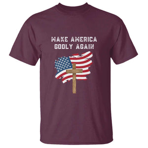 Christian Faith T Shirt Make America Godly Again American Flag TS02 Maroon Print Your Wear