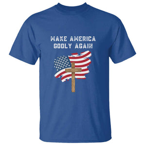 Christian Faith T Shirt Make America Godly Again American Flag TS02 Royal Blue Print Your Wear