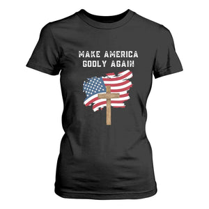 Christian Faith T Shirt For Women Make America Godly Again American Flag TS02 Black Print Your Wear