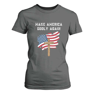 Christian Faith T Shirt For Women Make America Godly Again American Flag TS02 Dark Heather Print Your Wear