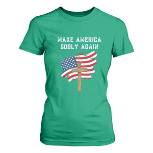 Christian Faith T Shirt For Women Make America Godly Again American Flag TS02 Irish Green Print Your Wear