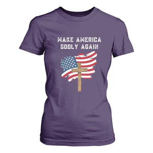 Christian Faith T Shirt For Women Make America Godly Again American Flag TS02 Purple Print Your Wear