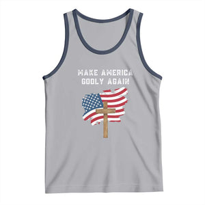 Christian Faith Tank Top Make America Godly Again American Flag TS02 Athletic Heather Navy Print Your Wear