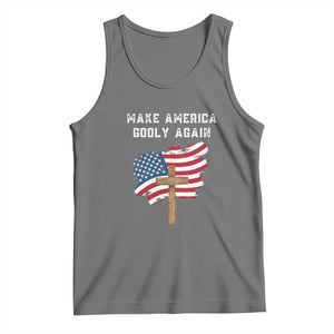 Christian Faith Tank Top Make America Godly Again American Flag TS02 Black Heather Print Your Wear