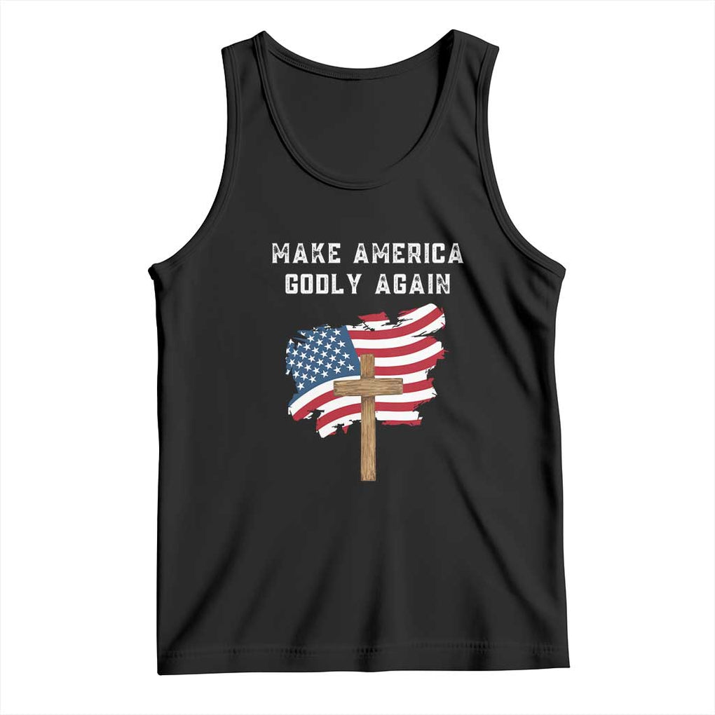 Christian Faith Tank Top Make America Godly Again American Flag TS02 Black Print Your Wear