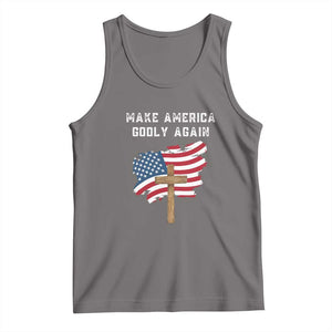 Christian Faith Tank Top Make America Godly Again American Flag TS02 Deep Heather Print Your Wear