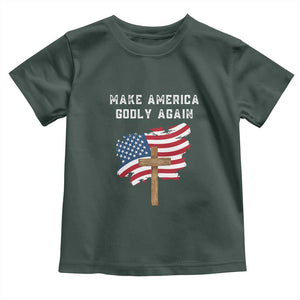 Christian Faith Toddler T Shirt Make America Godly Again American Flag TS02 Dark Forest Green Print Your Wear