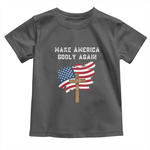 Christian Faith Toddler T Shirt Make America Godly Again American Flag TS02 Dark Heather Print Your Wear