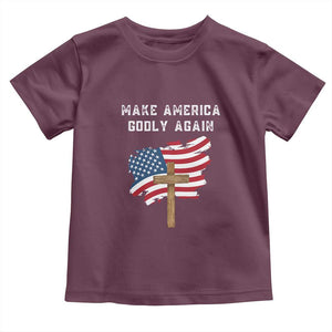 Christian Faith Toddler T Shirt Make America Godly Again American Flag TS02 Maroon Print Your Wear