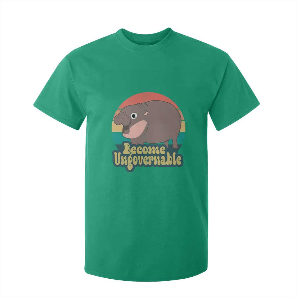 Funny Baby Hippo Moo Deng T Shirt For Kid Become Ungovernable Retro TS02 Irish Green Print Your Wear