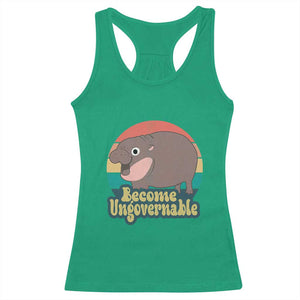 Funny Baby Hippo Moo Deng Racerback Tank Top Become Ungovernable Retro TS02 Irish Green Print Your Wear