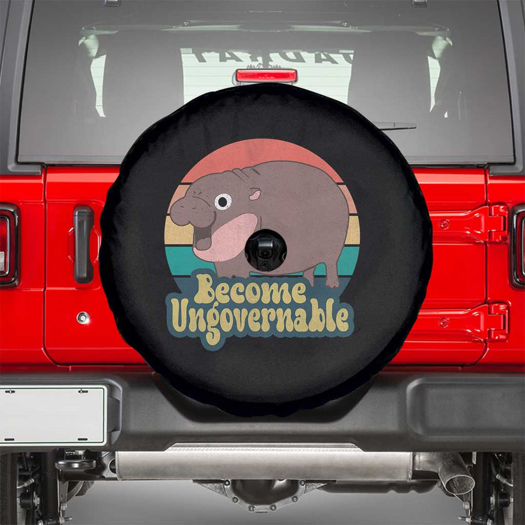 Funny Baby Hippo Moo Deng Spare Tire Cover Become Ungovernable Retro TS02 Black Print Your Wear