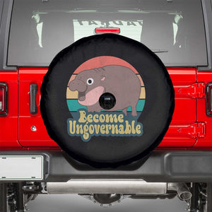 Funny Baby Hippo Moo Deng Spare Tire Cover Become Ungovernable Retro TS02 Black Print Your Wear