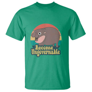 Funny Baby Hippo Moo Deng T Shirt Become Ungovernable Retro TS02 Irish Green Print Your Wear