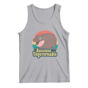 Funny Baby Hippo Moo Deng Tank Top Become Ungovernable Retro TS02 Athletic Heather Print Your Wear