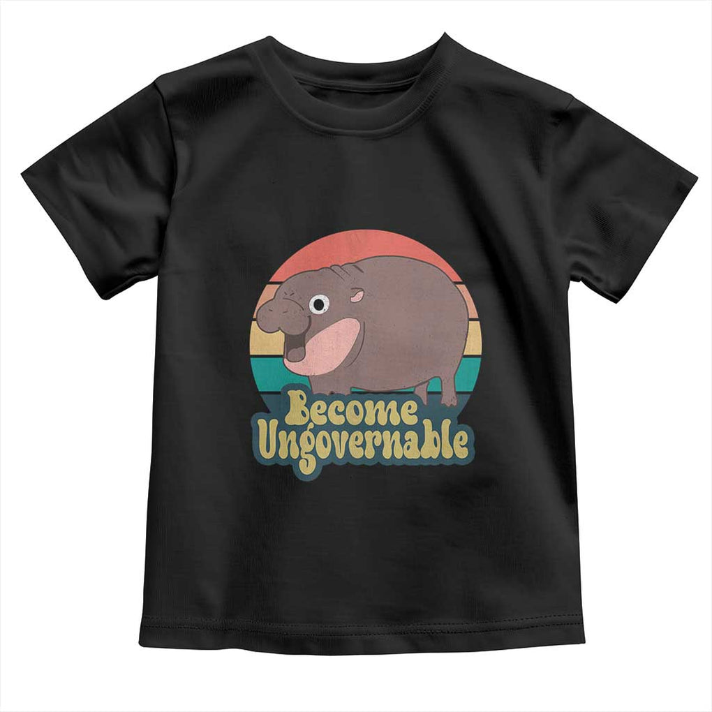 Funny Baby Hippo Moo Deng Toddler T Shirt Become Ungovernable Retro TS02 Black Print Your Wear