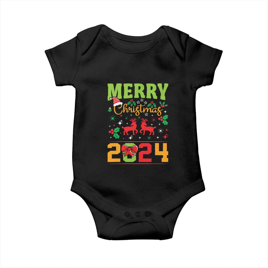 Merry Christmas 2024 Baby Onesie Classic Festive Xmas Vibe TS02 Black Print Your Wear